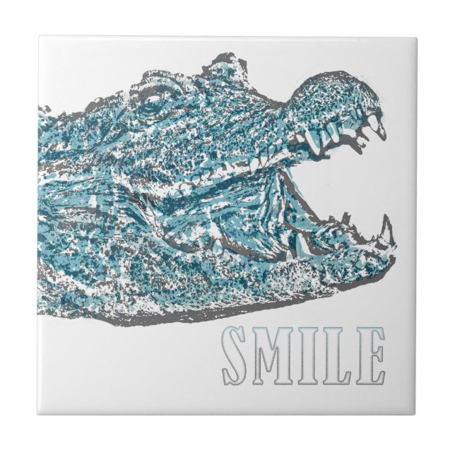 Smile Crocodile  Ceramic Tile (Front)