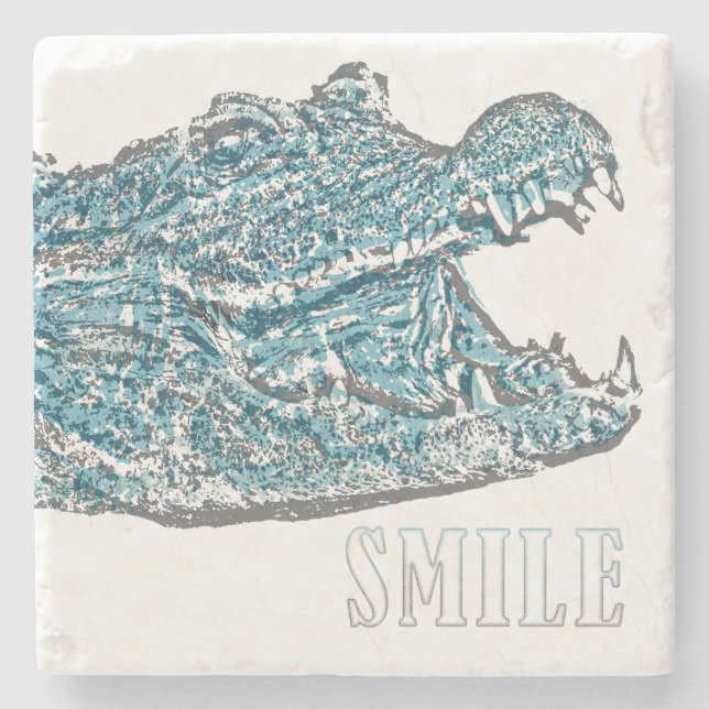 Smile Crocodile  Stone Coaster (Front)