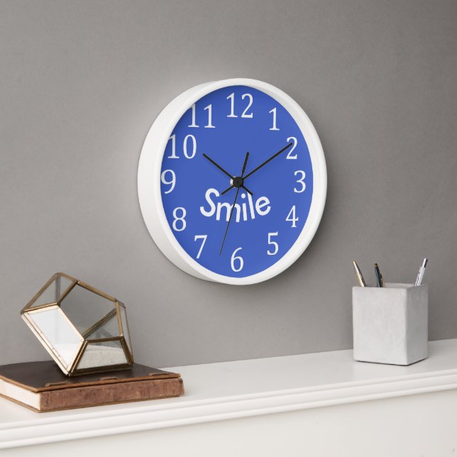 Smile, curved white text word affirmation clocks (Office)