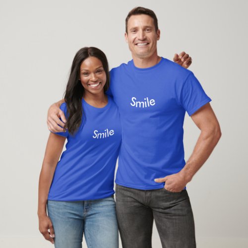 Smile curved white text word affirmation shirts
