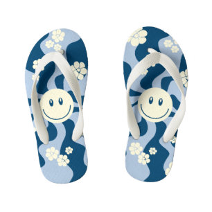 Smile - Dark Blue, Light Blue and Cream Kid's Flip Flops