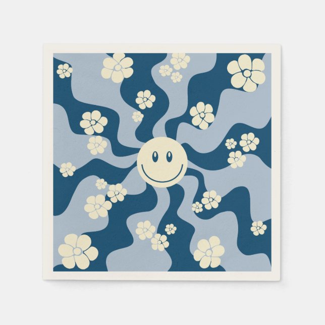 Smile - Dark Blue, Light Blue and Cream Napkins (Front)