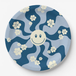 Smile - Dark Blue, Light Blue and Cream Paper Plates
