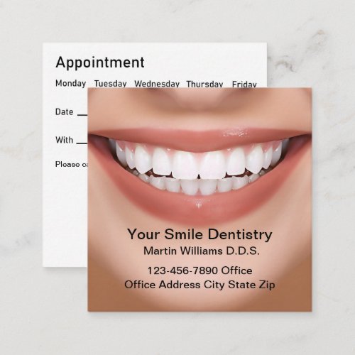 Smile Dentist Office Appointment Business Cards