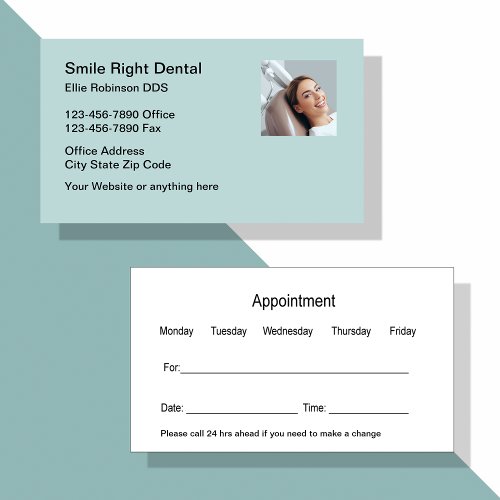 Smile Dentist Office Appointment Business Cards
