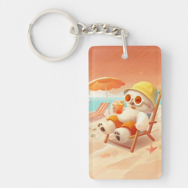 Smile Dog – Beach Mode On Keychain (Front)