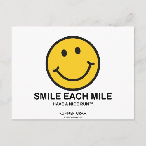 Smile Each Mile  Nice Run Runner_Gram Postcard