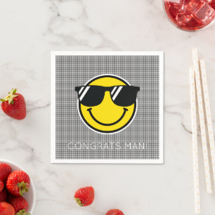 Smile Emoji Happy Face ADD OWN TEXT Gingham Cool Napkins