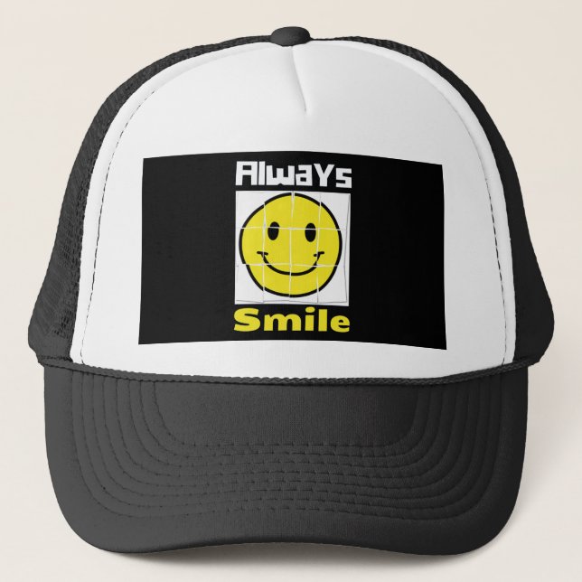 Smile emoji trucker hat (Front)