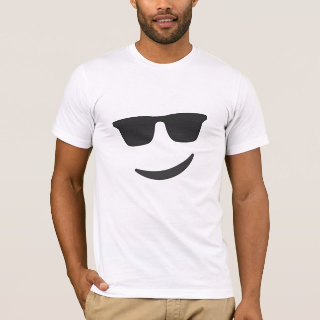 smile emoji with glasses funny t-shirt design (Front)