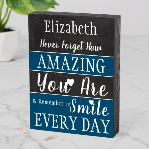 Smile every day you are amazing ocean blue wooden box sign