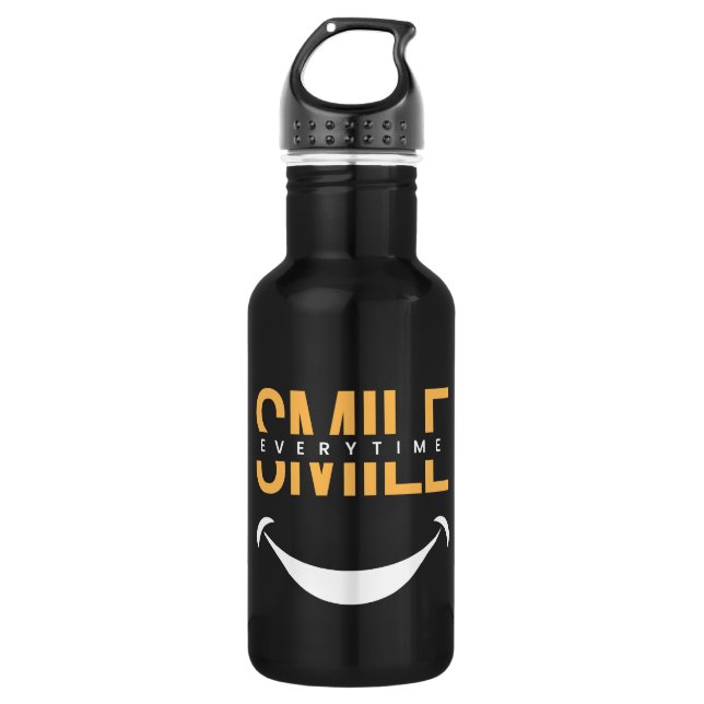 Smile Everytime – Spread Positive Vibes Anywhere Stainless Steel Water Bottle (Front)