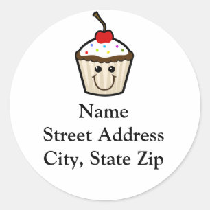 Smile Face Cupcake Classic Round Sticker
