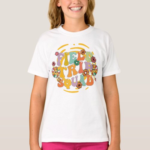 smile Face Field Trip Squad Groovy Field Day 2023 T_Shirt