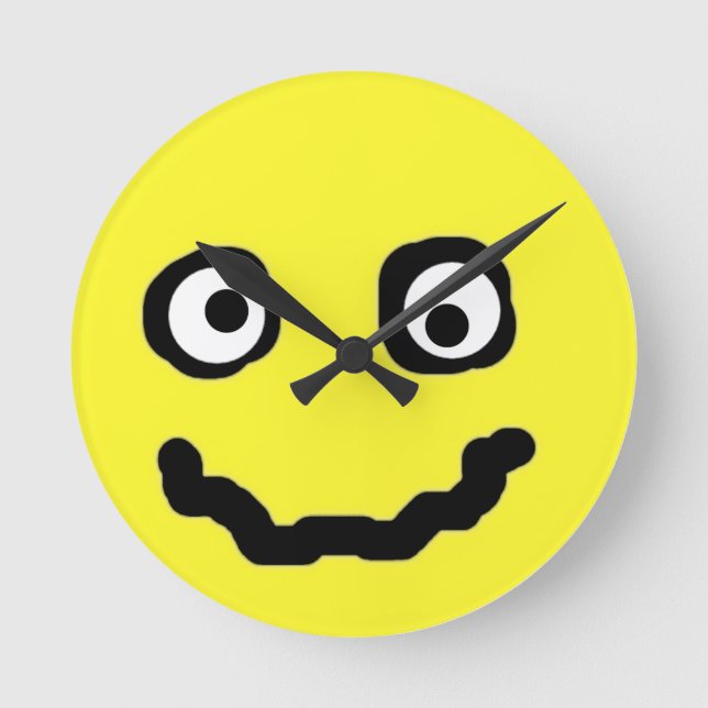 Smile Face Funny Cute Yellow Round Clock (Front)