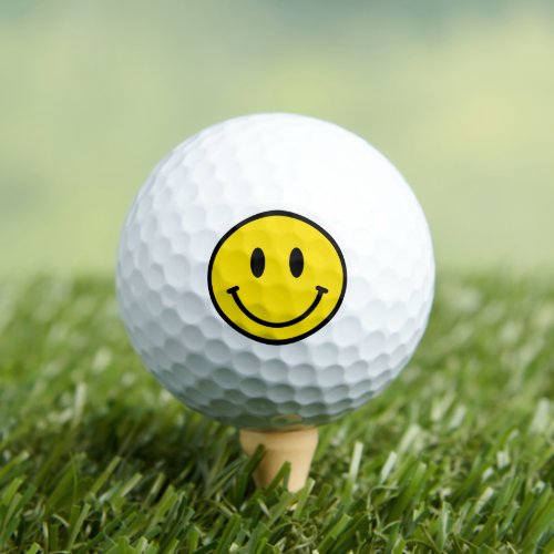 Smile Face Happy Yellow Black Sports Fun Golf Balls