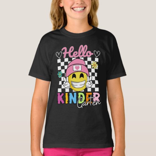 Smile Face Hello Kindergarten Back To School T_Shirt