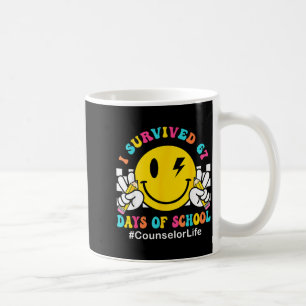 Smile Face I Survived 67 Days Of School Counselor  Coffee Mug