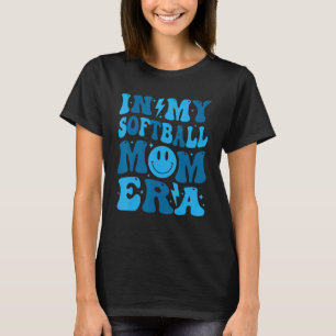 Smile Face In My Softball Mom Era Groovy Mom Of Bo T-Shirt