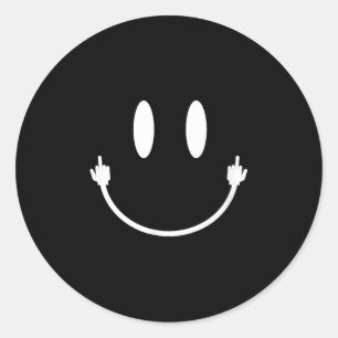 Smile Face Middle Finger Hand Funny Sarcasm Meme S Classic Round Sticker