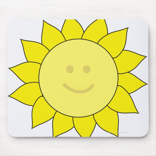 smile face Sunflower Mouse Pad (Front)