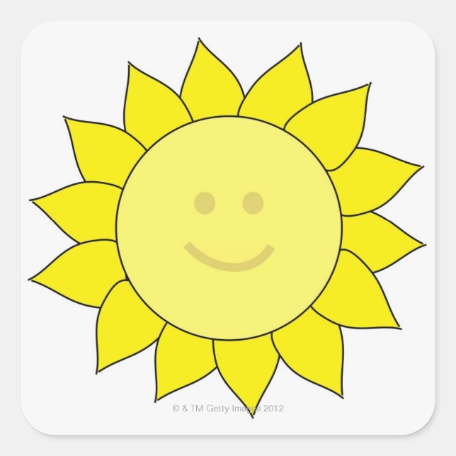 smile face Sunflower Square Sticker (Front)