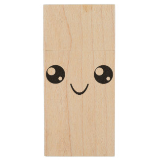 Smile Face Wood Flash Drive
