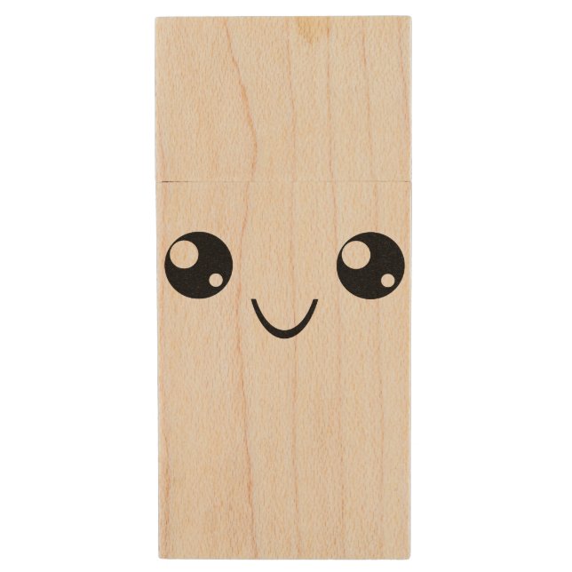 Smile Face Wood Flash Drive (Front Vertical)