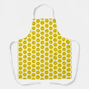 Smile Face Yellow Black White Happy Emoji Fun Apron