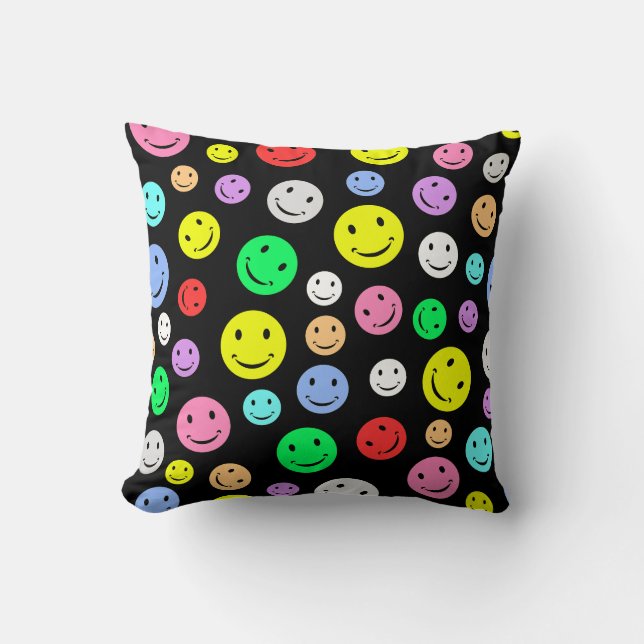 Smile Faces Throw Pillow (Front)