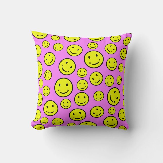 Smile Faces Throw Pillow (Front)