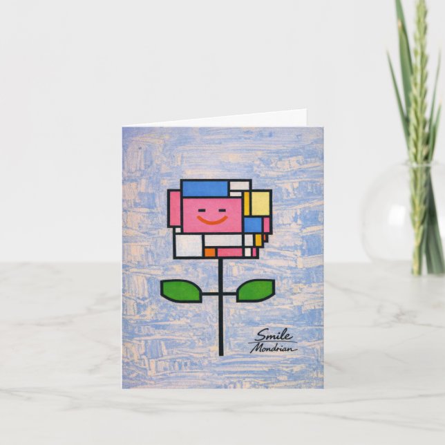 Smile flower in style of Mondrian Fun Happy Card (Front)