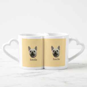 Smile French Bulldog Beige Coffee Mug Set
