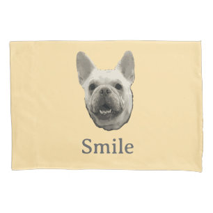 Smile French Bulldog Beige Pillow Case