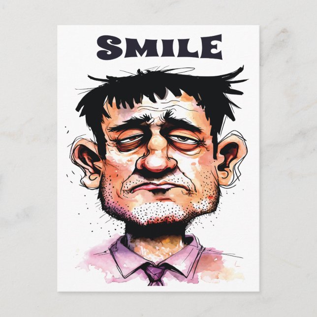 Smile, Funny Face, Man Portrait, Cartoon  Postcard (Front)