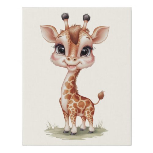 Smile Giraffe Faux Canvas Print