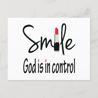 smile god is in control holiday postcard