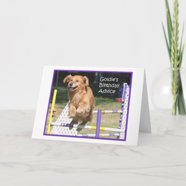 'Smile' Golden Retriever Agility Birthday Card (Front)