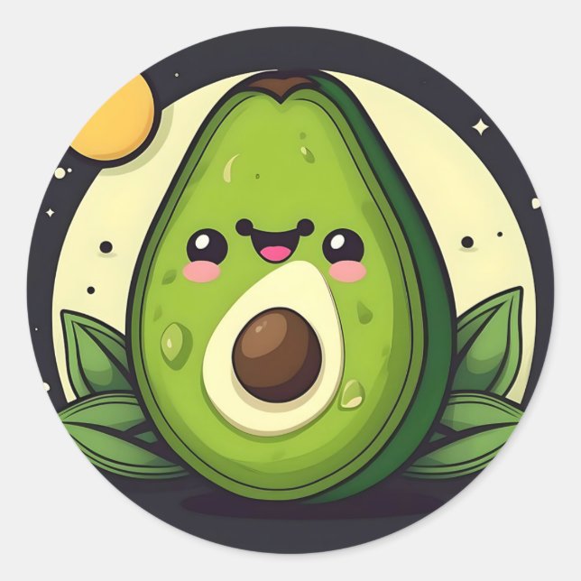 Smile Green Avocado Classic Round Sticker (Front)