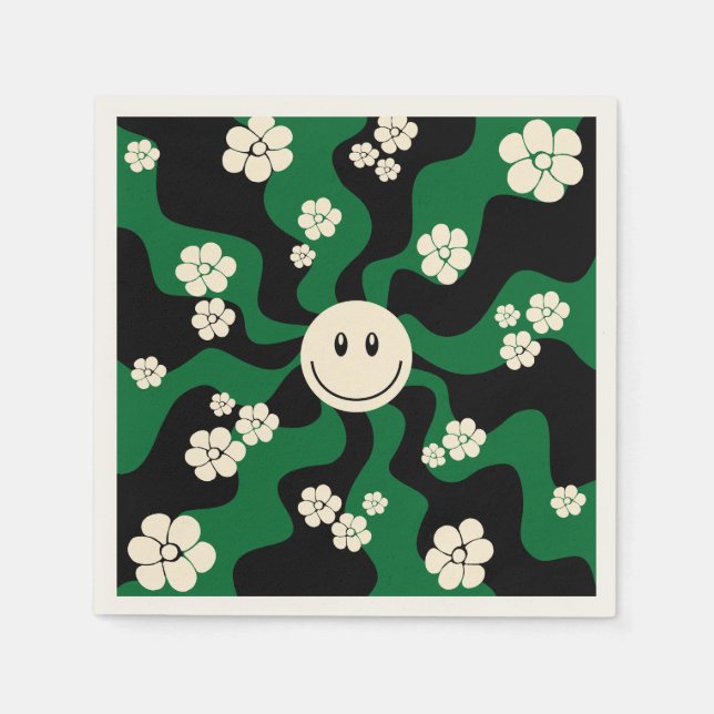 Smile - Green, Cream and Black Napkins (Front)
