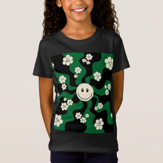 Smile - Green, Cream and Black T-Shirt (Front)