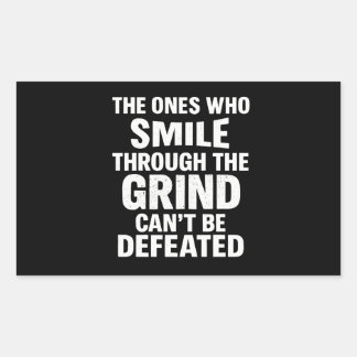 Smile grind gym motivation quote with white text rectangular sticker
