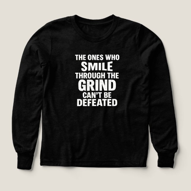 Smile grind gym motivation quote with white text Tri-Blend shirts (Design Front)