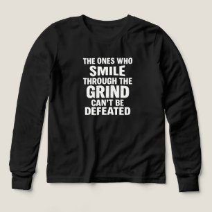 Smile grind gym motivation quote with white text Tri-Blend shirts