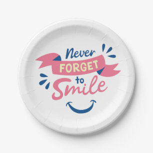 Smile, Happiness Attitude Pink Wedding, Party Paper Plates