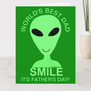 Smile Happy Alien LGM Geek Humor Fun Fathers Day Card