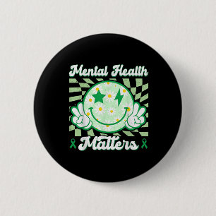 Smile Happy Face Cute Flower Mental Health S Aware Button