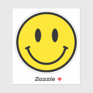 Smile Happy Face Emoji Yellow Black Retro Vinyl Sticker