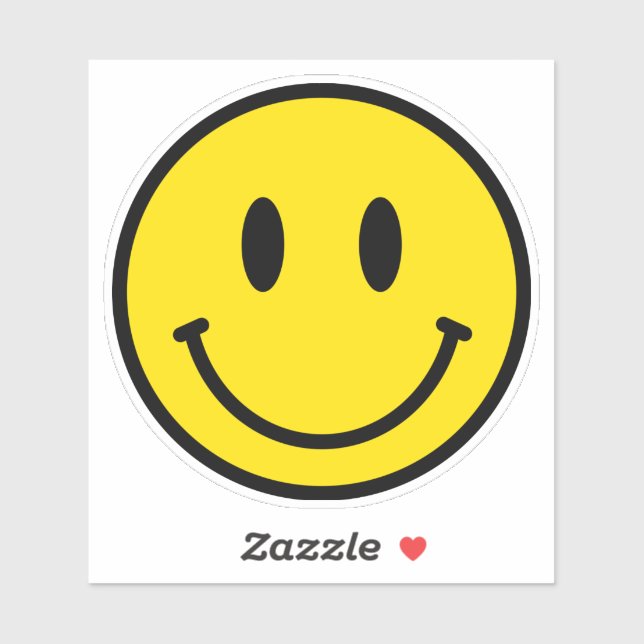 Smile Happy Face Emoji Yellow Black Retro Vinyl Sticker (Sheet)