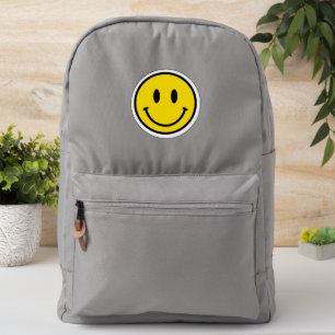 Smile Happy Face Emoji Yellow Black White Fun Patch